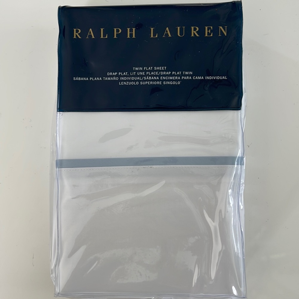 Brand New Ralph Lauren Palmer Percale White Twin Flat Sheet. $115